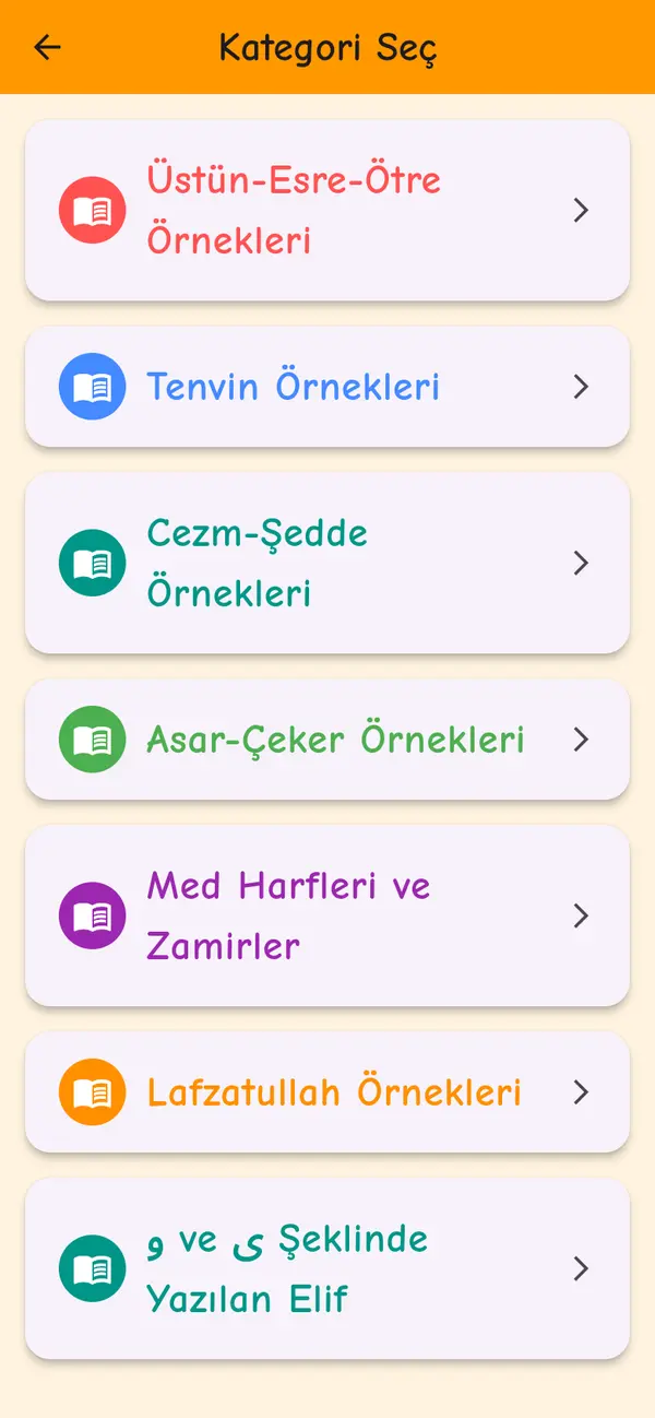 Alıştırma kategorileri listesi