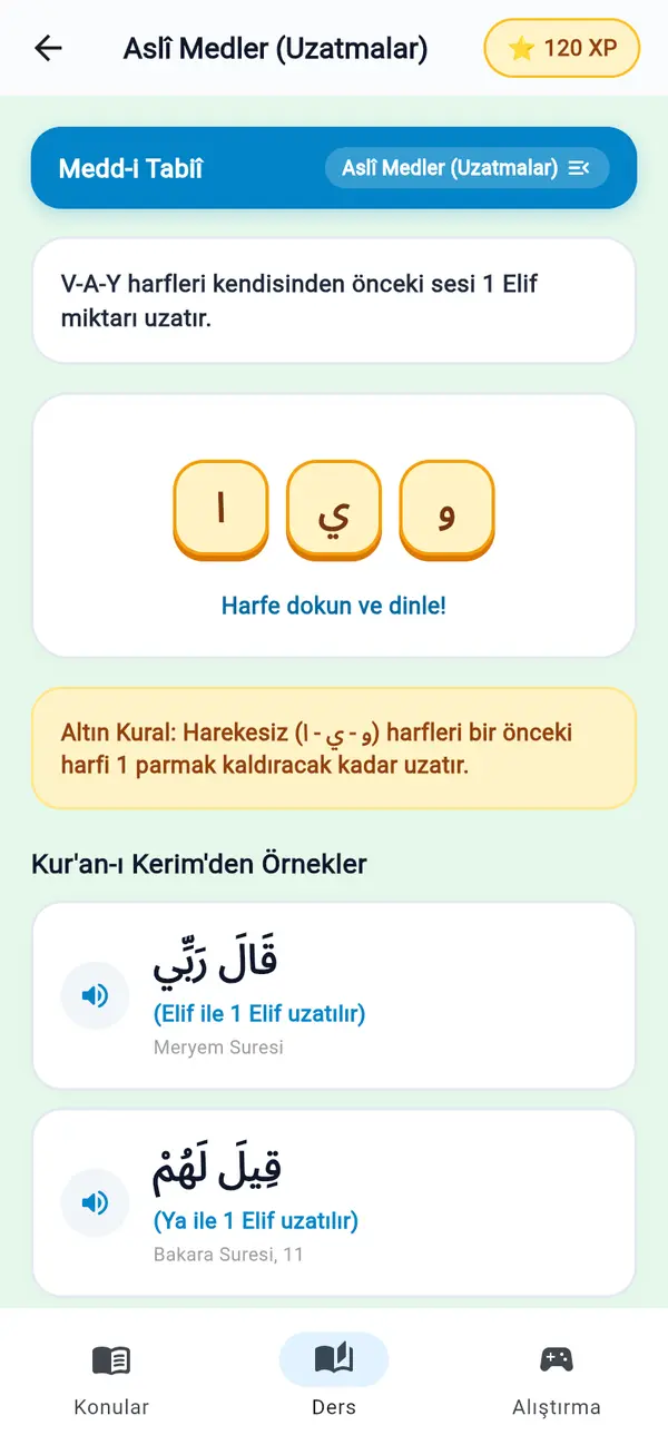 Tecvid dersi: Medd-i Tabiî kuralı ve Kur'ân-ı Kerîm'den sesli örnekler